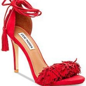 ISO Steve Madden 'Sassey' Fringe Sandal Red